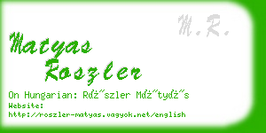 matyas roszler business card